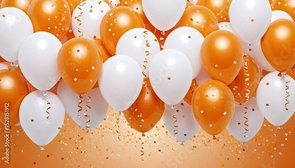 Fototapeta White and Gold Balloons Floating in the Air
4