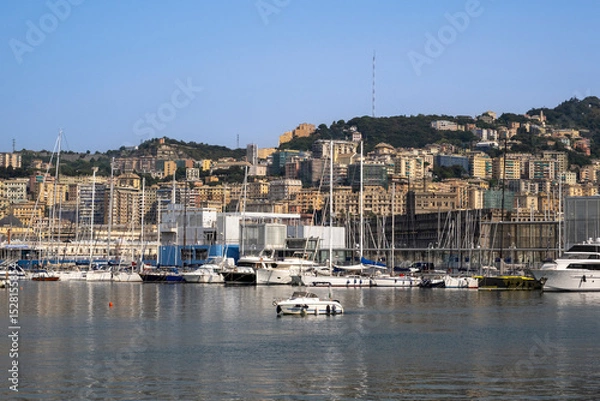 Obraz panoramic view of the sea with the city of Genoa in the background, Italy