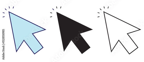 Fototapeta Click icon vector isolated on white background. Cursor icon. Computer mouse click cursor black arrow icons. pointer arrow