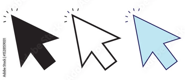 Fototapeta Click icon vector isolated on white background. Cursor icon. Computer mouse click cursor black arrow icons. pointer arrow