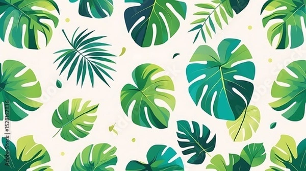 Fototapeta Vibrant Tropical Leaf Pattern Seamless Background Design of Lush Green Foliage