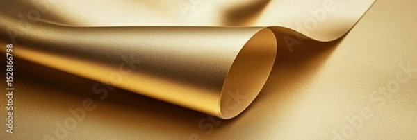 Fototapeta Luxurious abstract gold banner backdrop, golden foil paper texture banner background, elegant metallic surface with copy space.