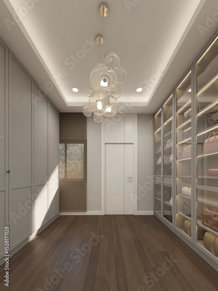 Obraz 3d rendering of interior walk-in closet room