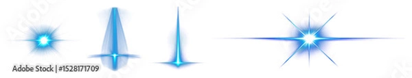 Fototapeta PNG Radiant blue light effects, element set on transparent background