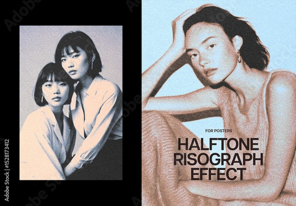 Obraz Halftone Risograph Poster Effect Mockup
