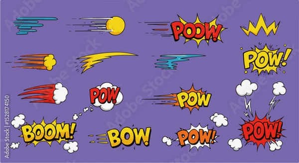 Fototapeta Vibrant Comic Book Style Speed Lines and Power Words Design Elements for Graphic Design Projects