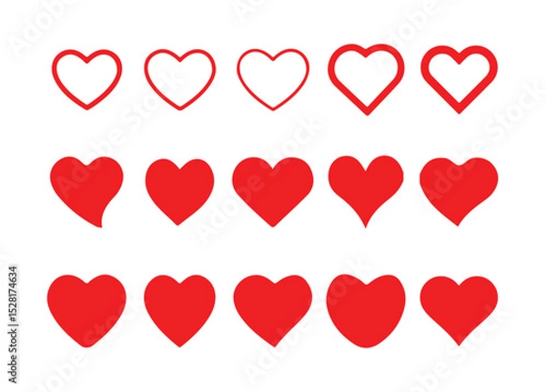 Fototapeta Red love icon, heart icon vector art illustration on white background, vector illustration eps 10.