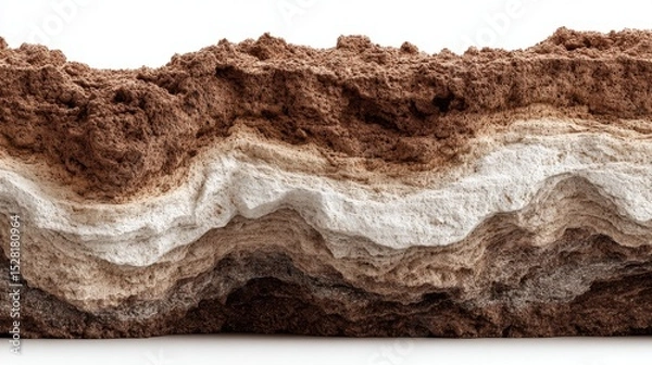 Fototapeta Layers of earth are visible in the cross section of soil and sediment.