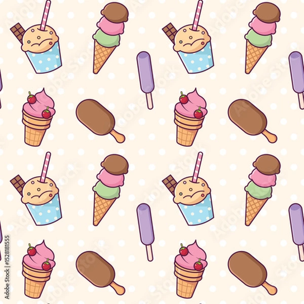 Fototapeta Seamless pattern with ice cream
