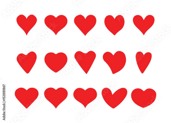 Fototapeta Heart icons, set of  love icons set, romance or valentine's day, Collection of heart illustration with different style. Heart shape Isolated on white background. vector illustration eps 10.