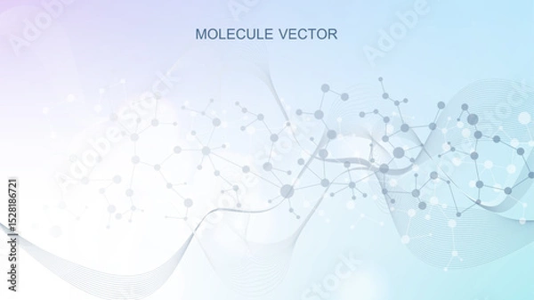Obraz Structure molecule and communication. Dna, atom, neurons. Scientific concept for your design. Connected lines with dots. Medical, technology, chemistry, science background. Vector illustration.