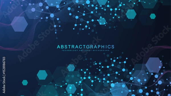 Obraz Modern health care abstract background with lines, dots and hexagons. Medical innovation banner template concept. Vector illustration.