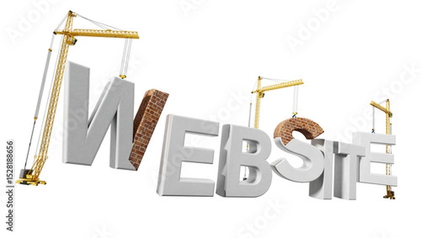 Obraz Website under construction on transparent background. 3D illustration