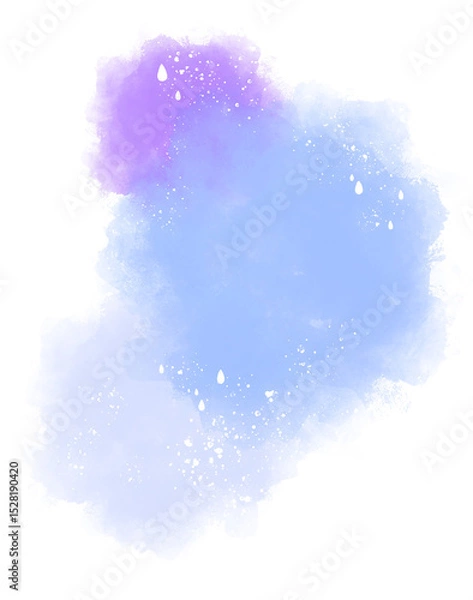 Obraz 水彩風の涼しげな紫背景（青・雨粒・梅雨のイメージ）