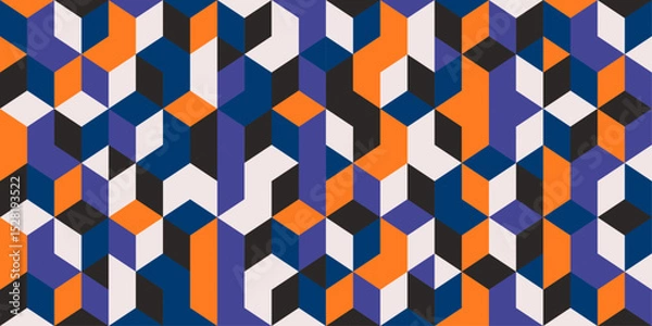 Fototapeta Isometric geometric cube pattern in bold colors