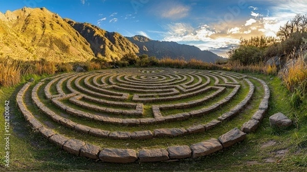 Obraz Stone maze set in a grassy landscape.