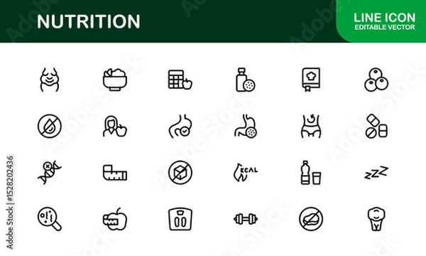 Fototapeta Nutrition Icon Set Featuring Modern, Clean, and Versatile Designs Perfect for Health, Wellness, and Food Projects