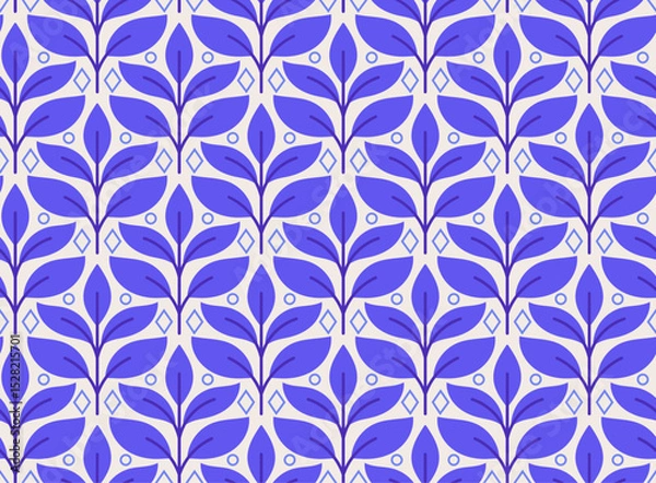 Obraz Abstract leaves art deco seamless patterns. Vector geometric background. Decorative illustration for fabric, textile, etc.