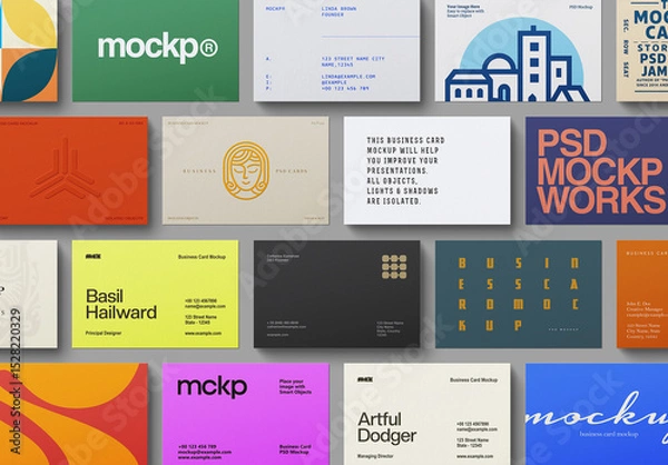 Fototapeta Business Card Mockup – Flat-Lay Set (18 Views)