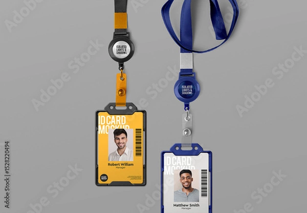 Fototapeta ID Card Mockup – Vertical Flat-Lay (2 Isolated Objects)