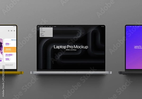 Fototapeta Laptop Mockup – Pro 16 (3 Isolated Objects)