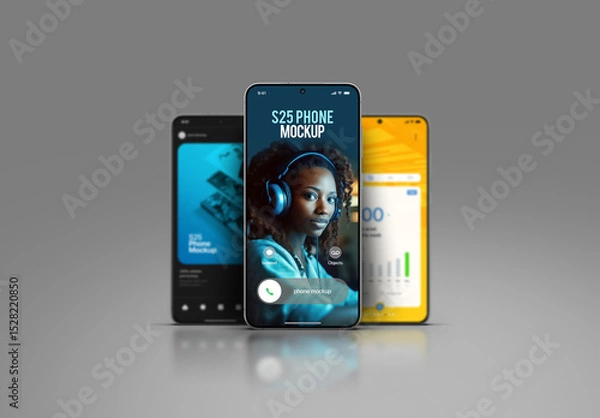Fototapeta Phone Mockup – Front-View Set (3 Objects)