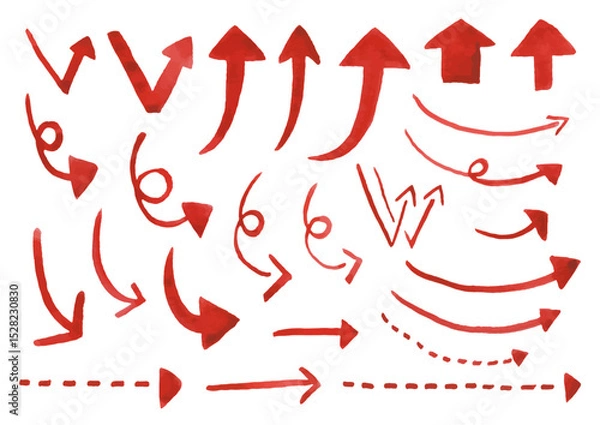 Obraz 水彩絵の具で描いた矢印素材セット