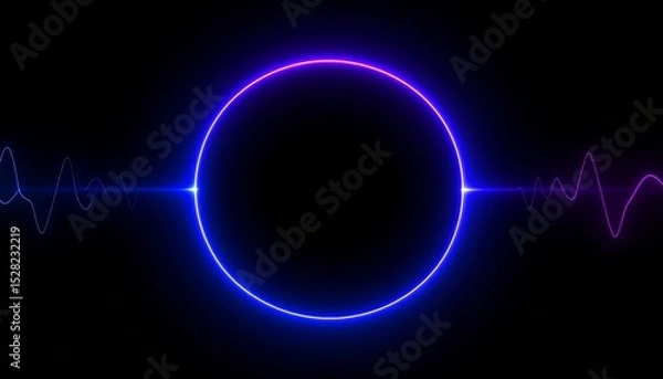 Obraz Glowing Purple Light Circle with Soft Waves on Dark Background – Abstract Festival Visual