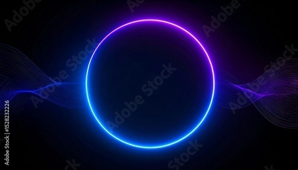 Obraz Glowing Purple Light Circle with Soft Waves on Dark Background – Abstract Festival Visual