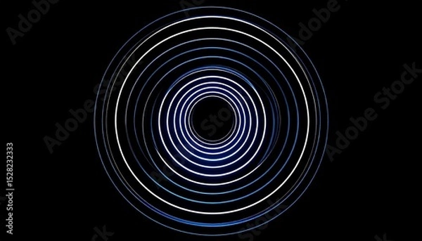 Obraz Vibrating Blue Light Ring on Dark Background – Minimal Futuristic Glow

