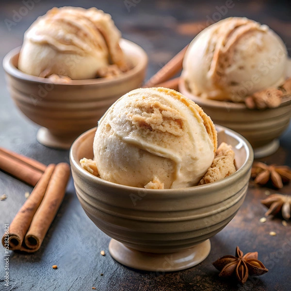 Obraz Delicious cinnamon ice cream scoop.