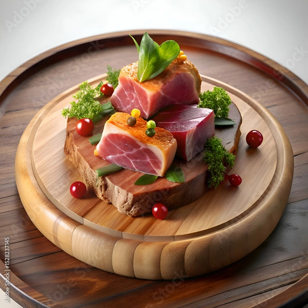 Obraz Appetizing meat cuts on a rustic board.