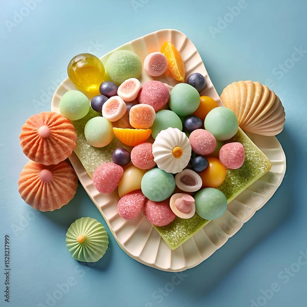 Obraz Colorful candy assortment on a plate.