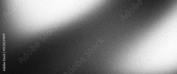 Fototapeta Black white grainy background with abstract gradient shape and dark noise texture poster header cover wallpaper design