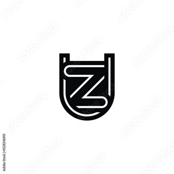 Obraz Elegant Alphabet Monogram ZU ZU Logo with Abstract Design