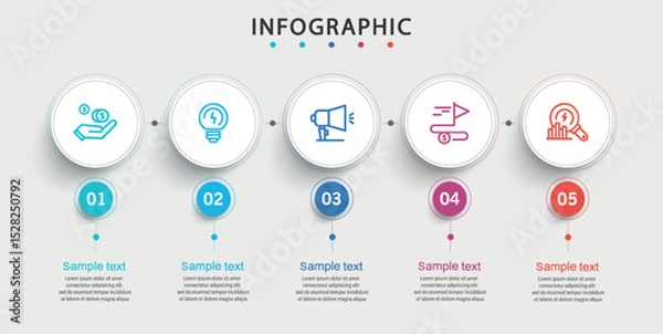 Obraz Infographic template with 5 options or steps	
