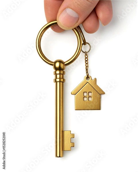 Obraz Golden Key in Hand with House-shaped Keychain