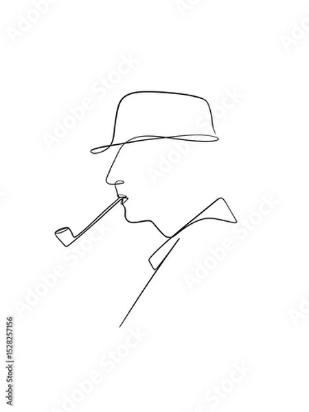 Obraz Old Man Smoking – One Line Minimalist Illustration