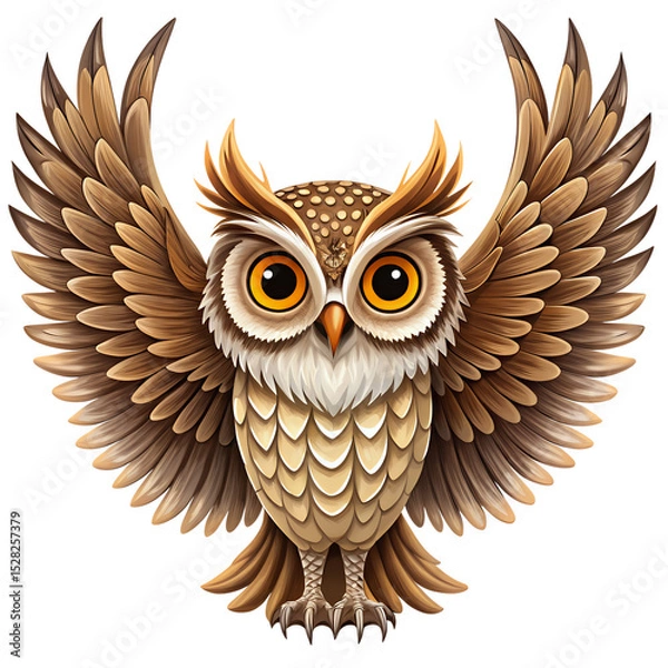 Fototapeta owl wing spread vector isolated on transparent background