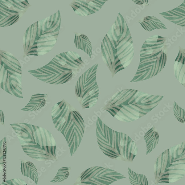 Fototapeta seamless pattern with green leaves