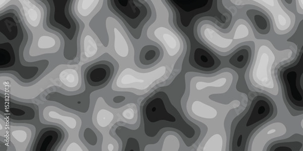 Fototapeta Abstract contour topography vector seamless pattern in grayscale for creative design and background usage