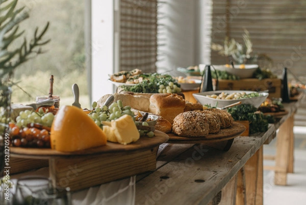 Fototapeta cheese and bread boards