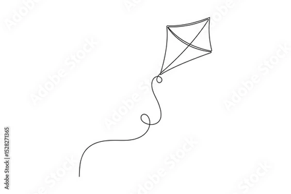 Fototapeta Minimalist Kite Continuous One Line Art Illustration