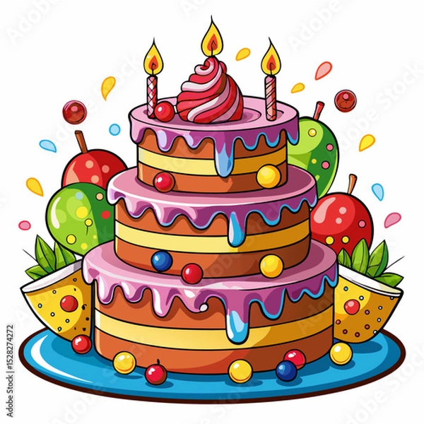 Obraz birthday cake vector illustration