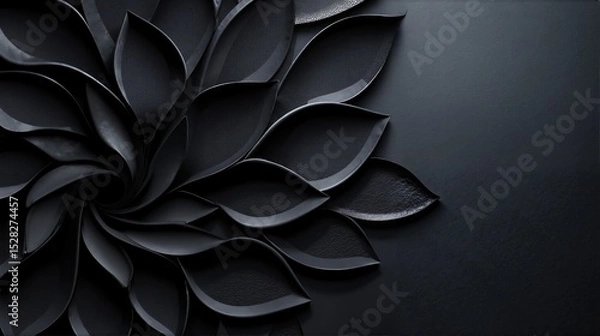Fototapeta Abstract dark flower with textured petal and spiral design. Elegant and modern floral concept for background or decorative purpose.