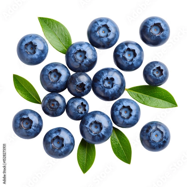 Obraz A delectable array of blueberries and verdant foliage arranged beautifully on the transparent background