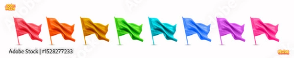 Fototapeta Vector set of realistic isolated colorful flags on white background.