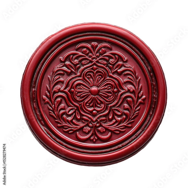 Obraz Red stamp with a flower design on it