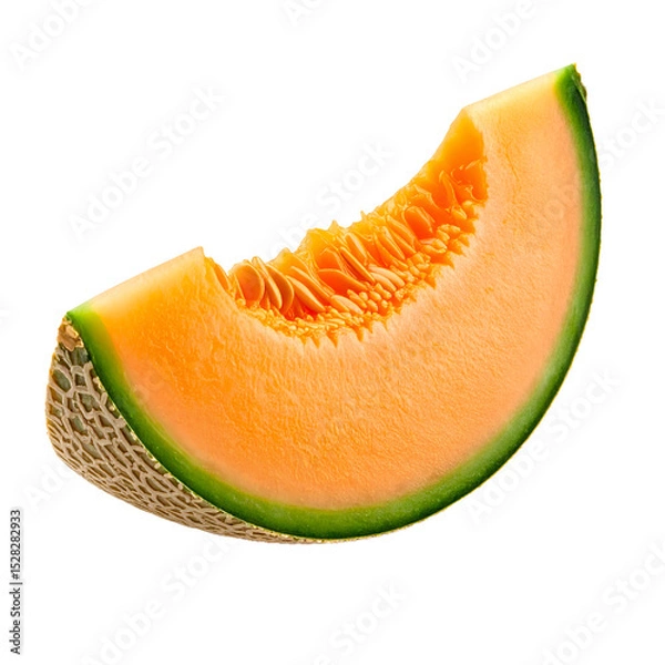 Obraz Vibrant cantaloupe slice, showcasing textured rind and refreshing pulp on the transparent background