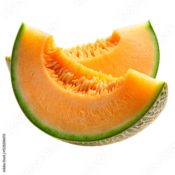 Obraz Vibrant cantaloupe segments offering a refreshing visual feast on the transparent background